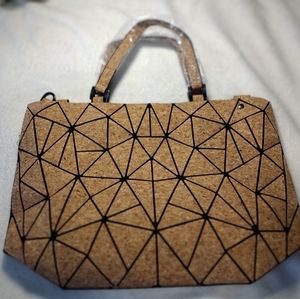Geometric Wood Grain Cork Purse